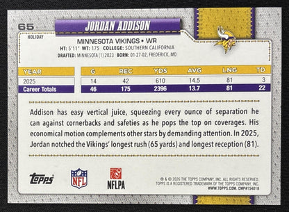 Jordan Addison 2026 Topps Holiday Glitter Vikings | Minnesota Vikings