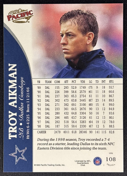 Troy Aikman 1999 Pacific Cowboys Sports Trading Cards