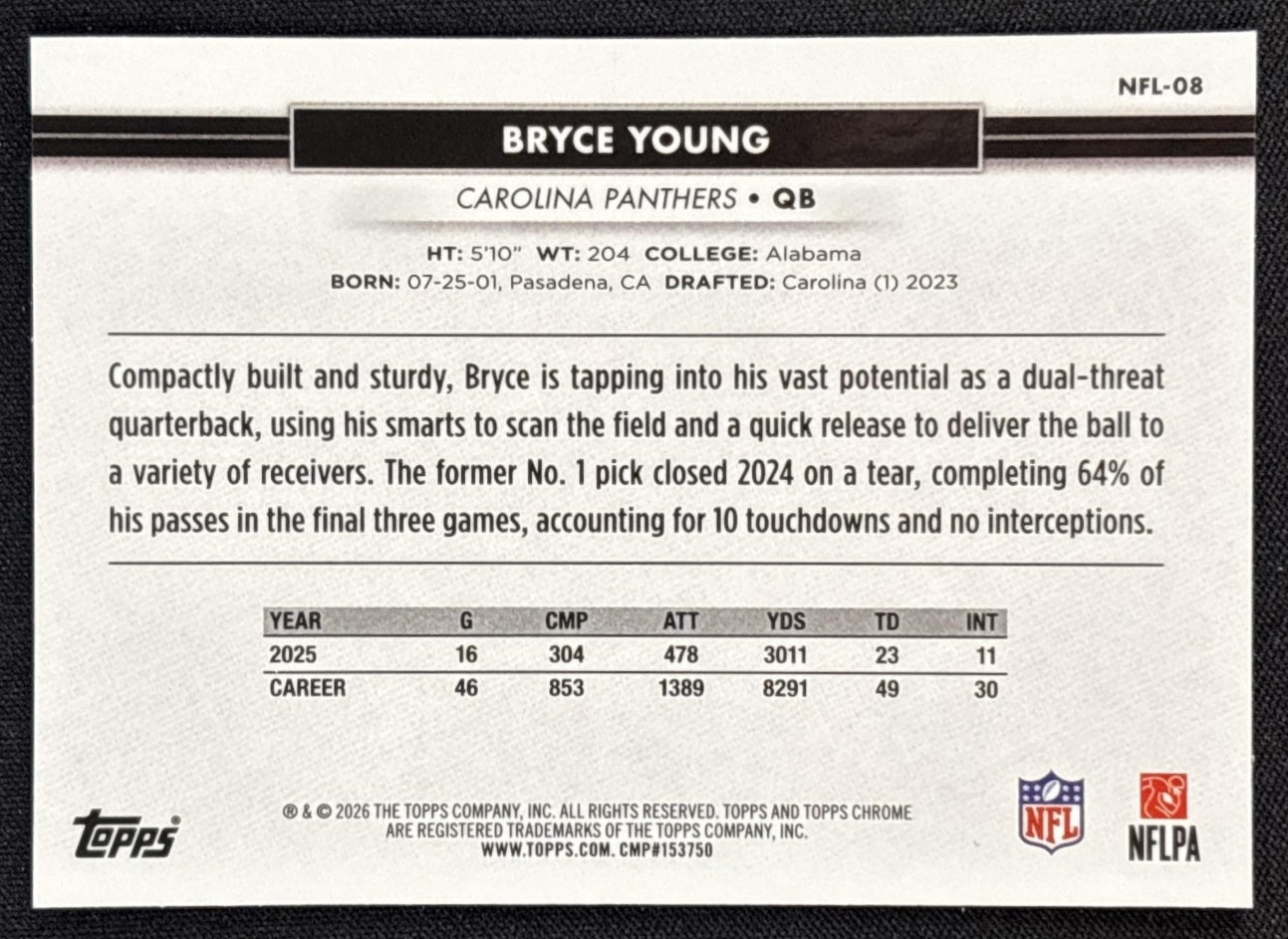 Bryce Young 2026 Topps NSCC Collection NFL Panthers Sports Trading Cards