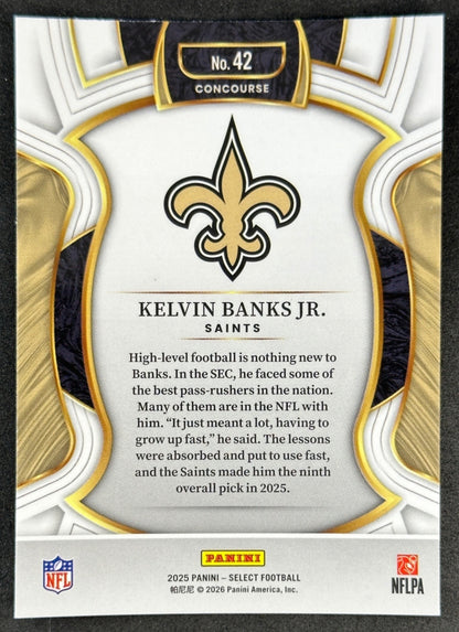 Kelvin Banks Jr. 2025 Select Concourse Saints Sports Trading Cards