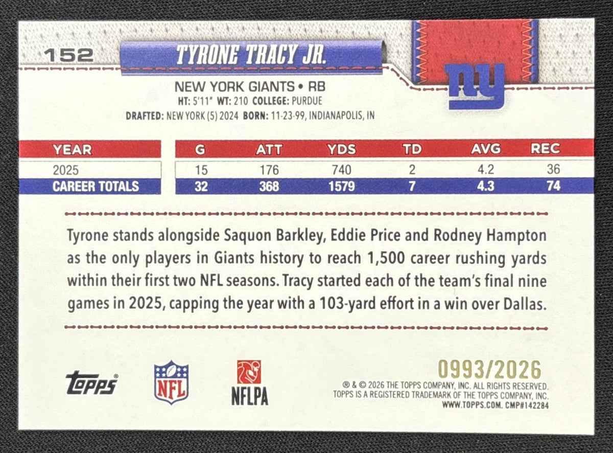 Tyrone Tracy Jr. 2026 Topps Gold /2026 Giants