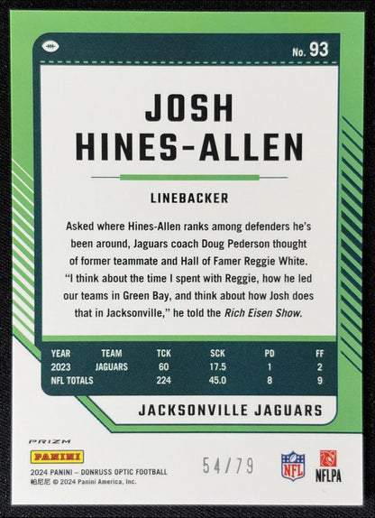 Josh Hines-Allen 2024 Panini Donruss Optic Orange Scope /79 Jaguars