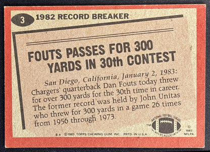 Dan Fouts 1983 Topps Chargers Sports Trading Cards