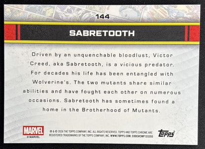 Sabretooth 2026 Topps Chrome Marvel Comics