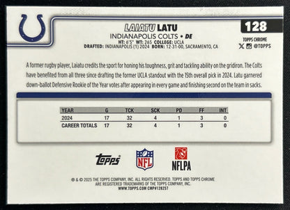 Laiatu Latu 2025 Topps Chrome Colts Sports Trading Cards