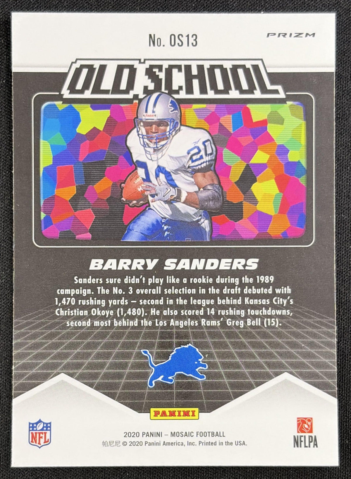 Barry Sanders 2020 Panini Mosaic Old School Prizm Green Lions