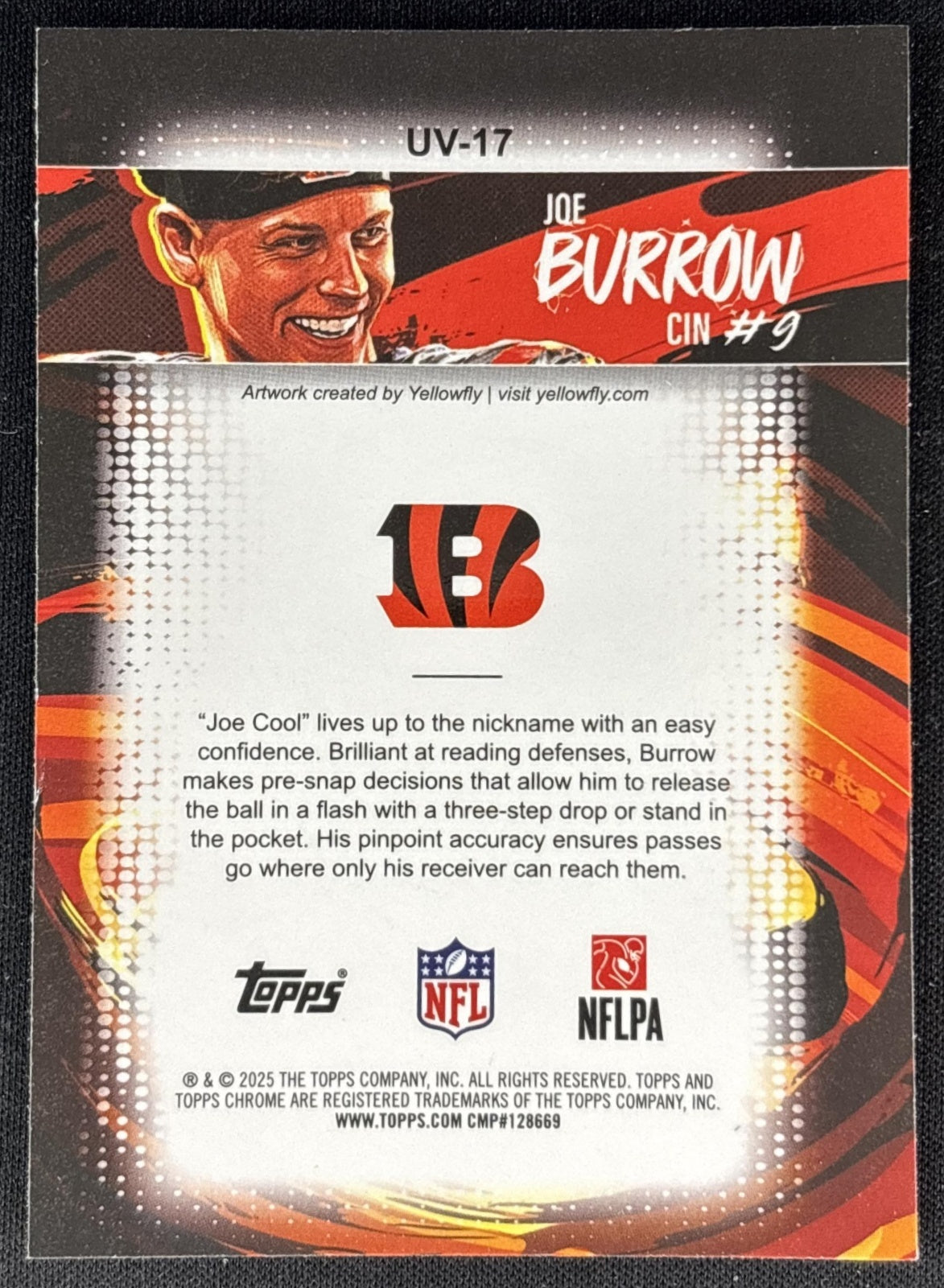 *Damaged* Joe Burrow 2025 Topps Chrome Ultra Violet Bengals Football