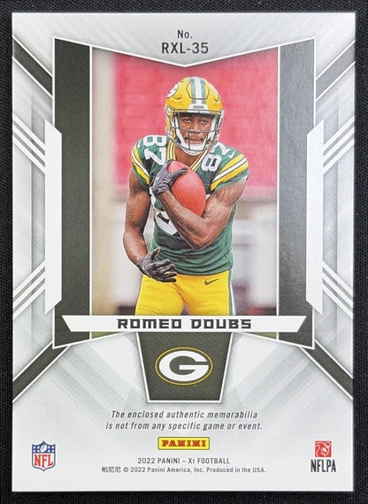 Romeo Doubs 2022 Panini XR X Ray Swatches Orange /25 Packers