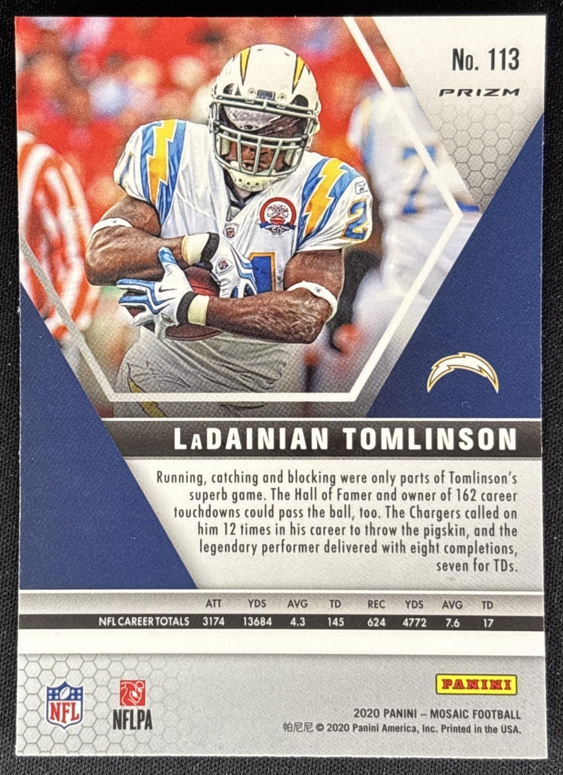 LaDainian Tomlinson 2020 Panini Mosaic Prizm Camo Pink Chargers Sports Trading Cards