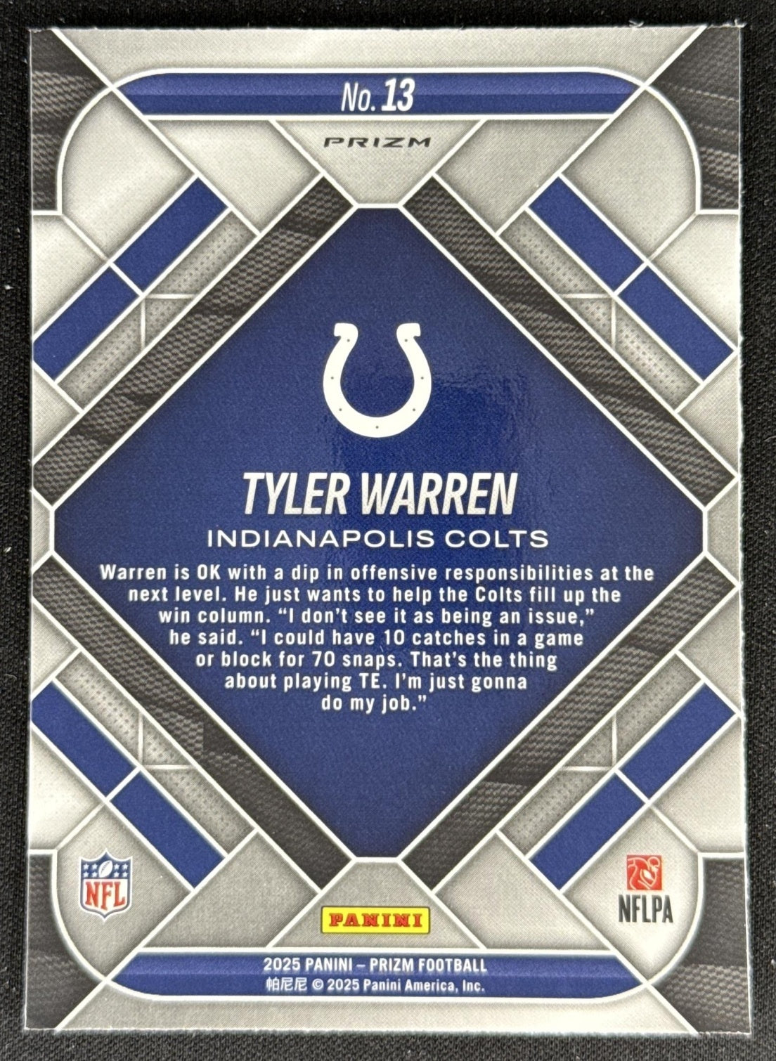 Tyler Warren 2025 Panini Prizm Emergent Green Colts Sports Trading Card