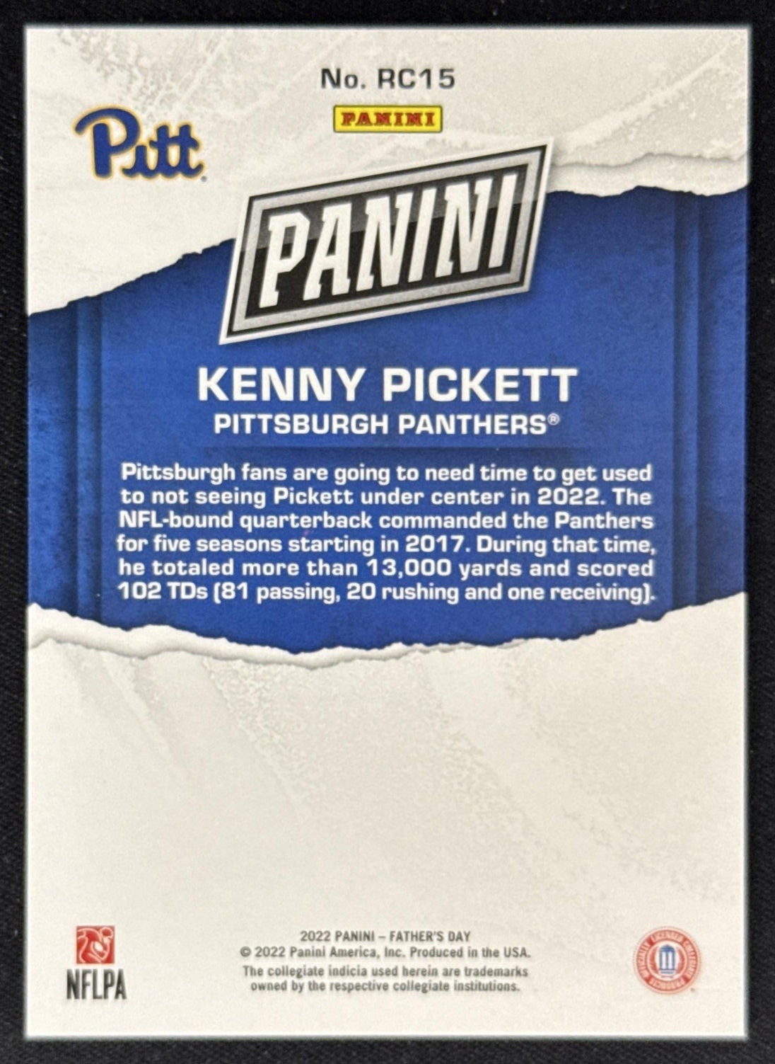 Kenny Pickett 2022 Panini Father's Day Rookies Holo /199 Sports Trading Card