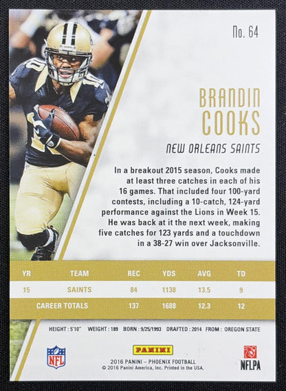 Brandin Cooks 2016 Panini Phoenix Saints back
