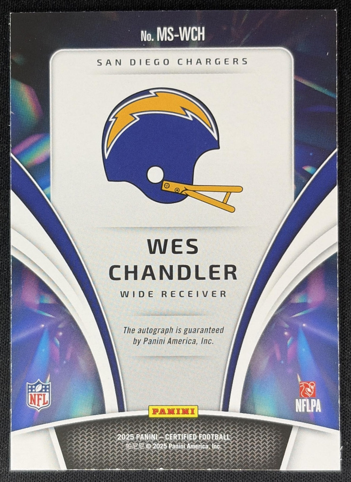 Wes Chandler 2025 Panini Certified Mirror Signatures Purple /125 Chargers
