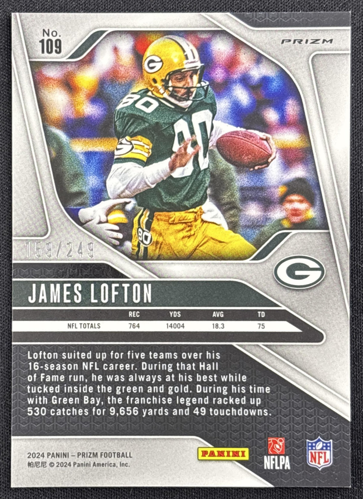 James Lofton 2024 Panini Prizm Orange /249 Packers