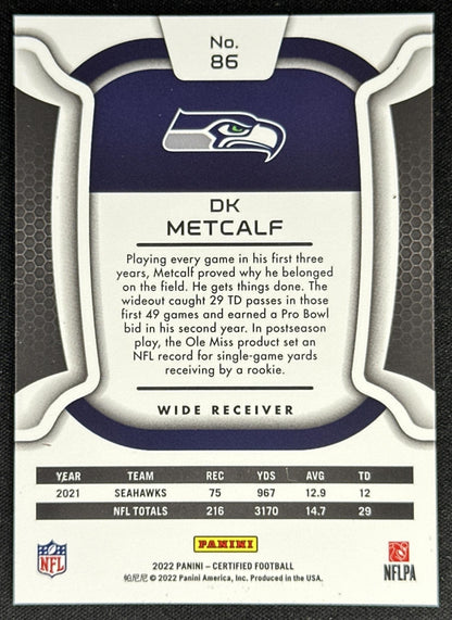 DK Metcalf 2022 Panini Certified Mirror Bronze /275 Seahawks