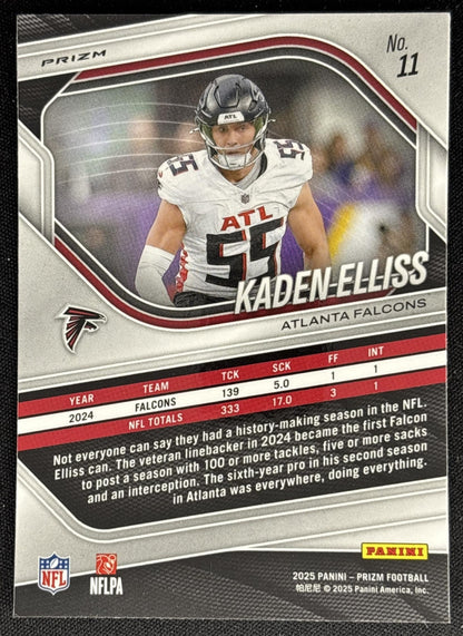 Kaden Elliss 2025 Panini Prizm Neon Green Pulsar Falcons Sports Trading Card