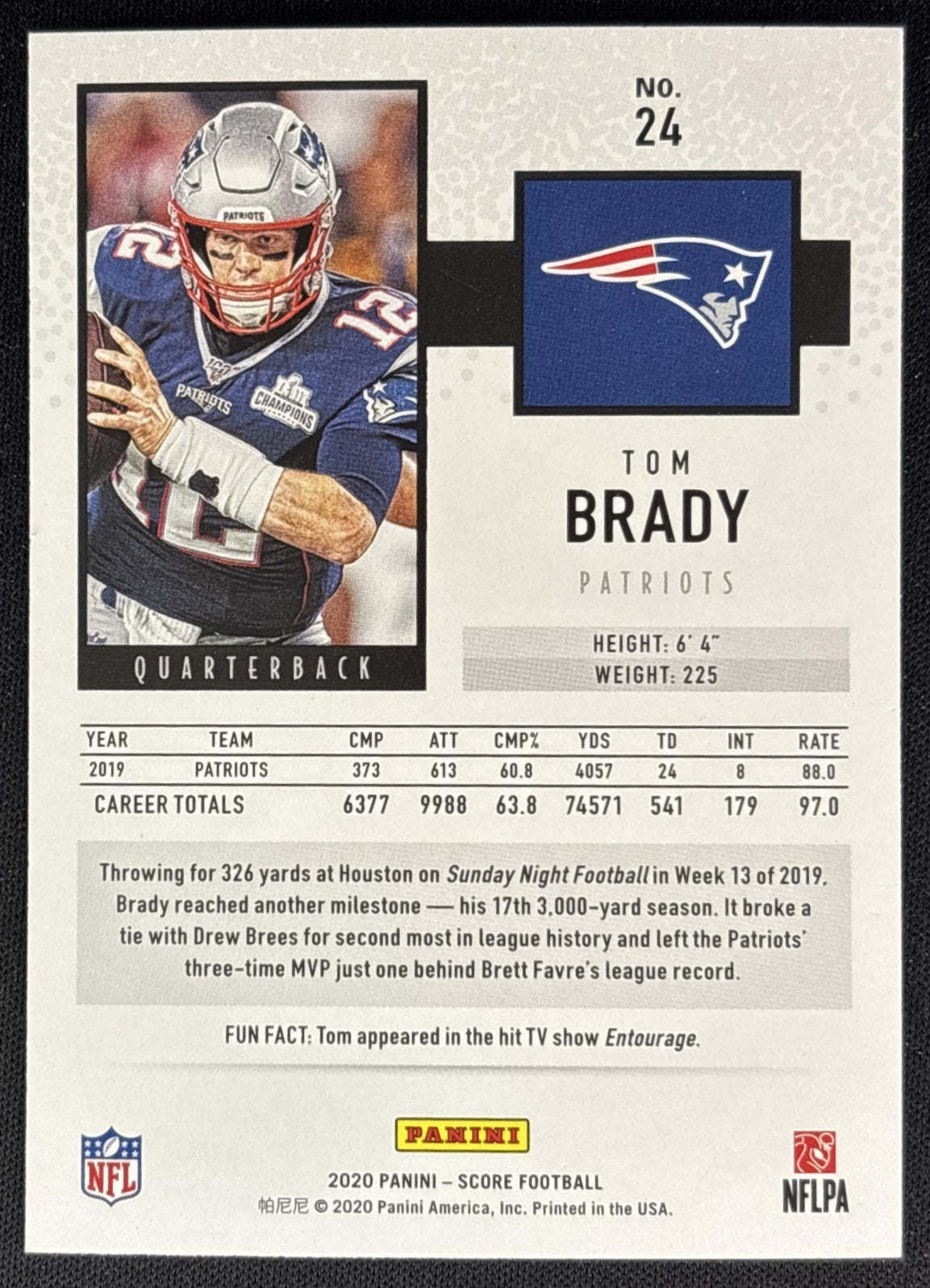 Tom Brady 2020 Panini Score Patriots Sports Trading Cards