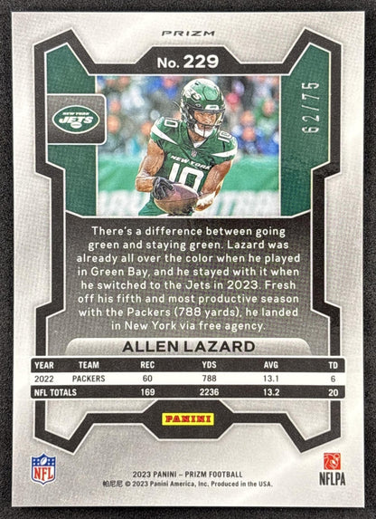 Allen Lazard 2022 Panini Prizm Green Scope /75 Packers back