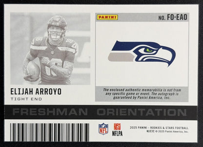 Elijah Arroyo 2025 Panini Rookies & Stars Freshman Orientation /99 Seahawks Sports Trading Cards