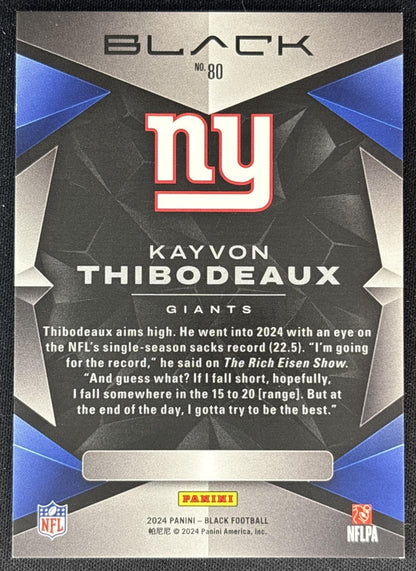 Kayvon Thibodeaux 2024 Panini Black Royal /75 Giants back