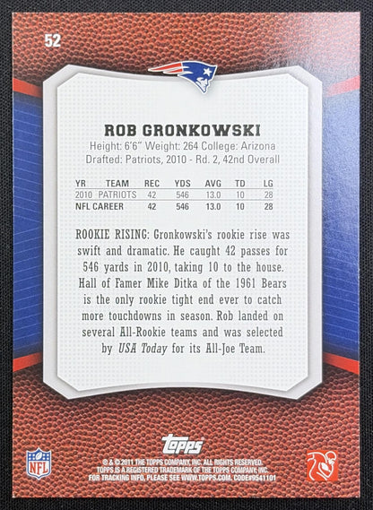 Rob Gronkowski 2011 Topps Rising Rookies Patriots