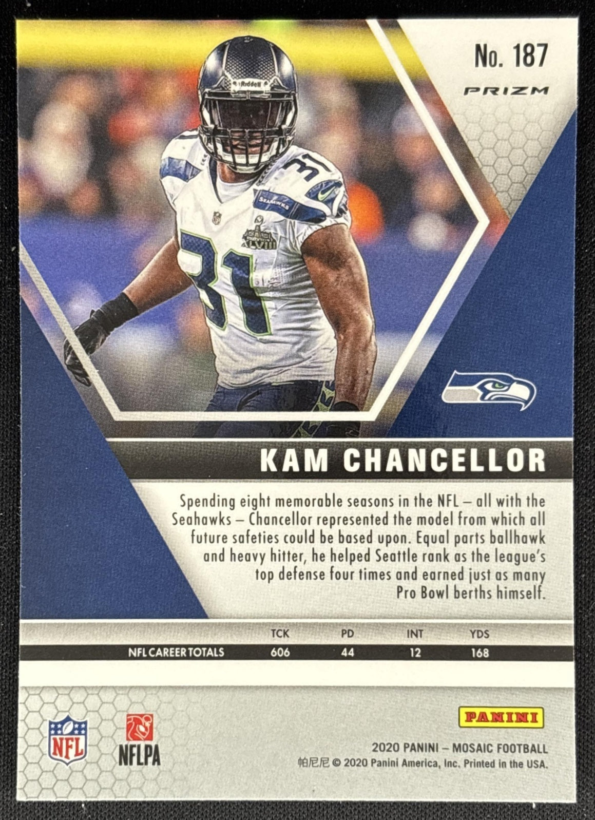 Kam Chancellor 2020 Panini Mosaic Prizm Green Seahawks Back