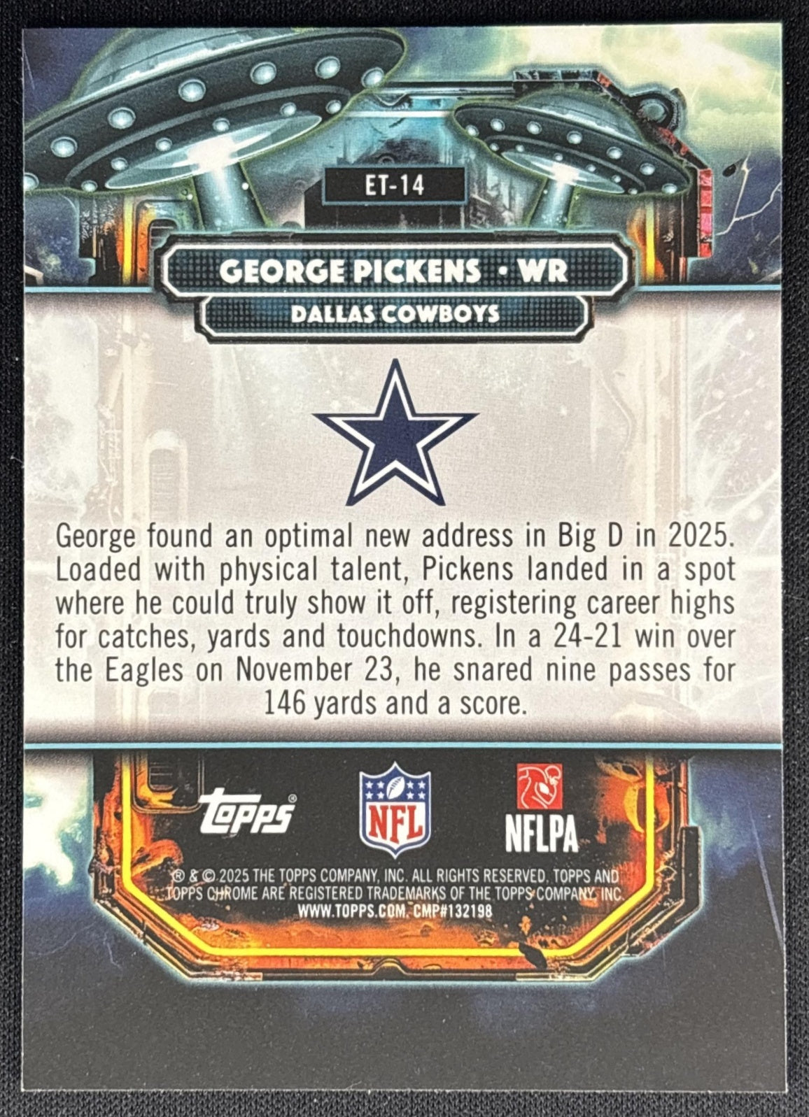 George Pickens 2025 Topps Cosmic Chrome Extraterrestrial Talent Cowboys back