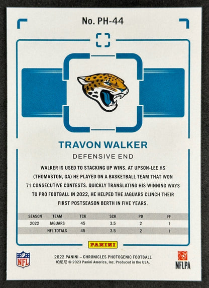 Travon Walker 2022 Chronicles Photogenic Orange Rookie Jaguars Sports Trading Card