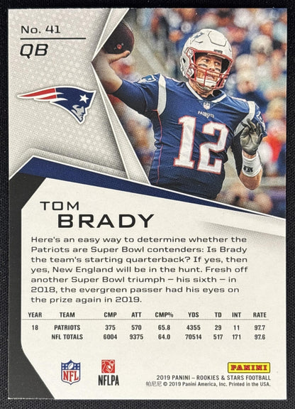 Tom Brady 2019 Panini Rookies & Stars Patriots Back
