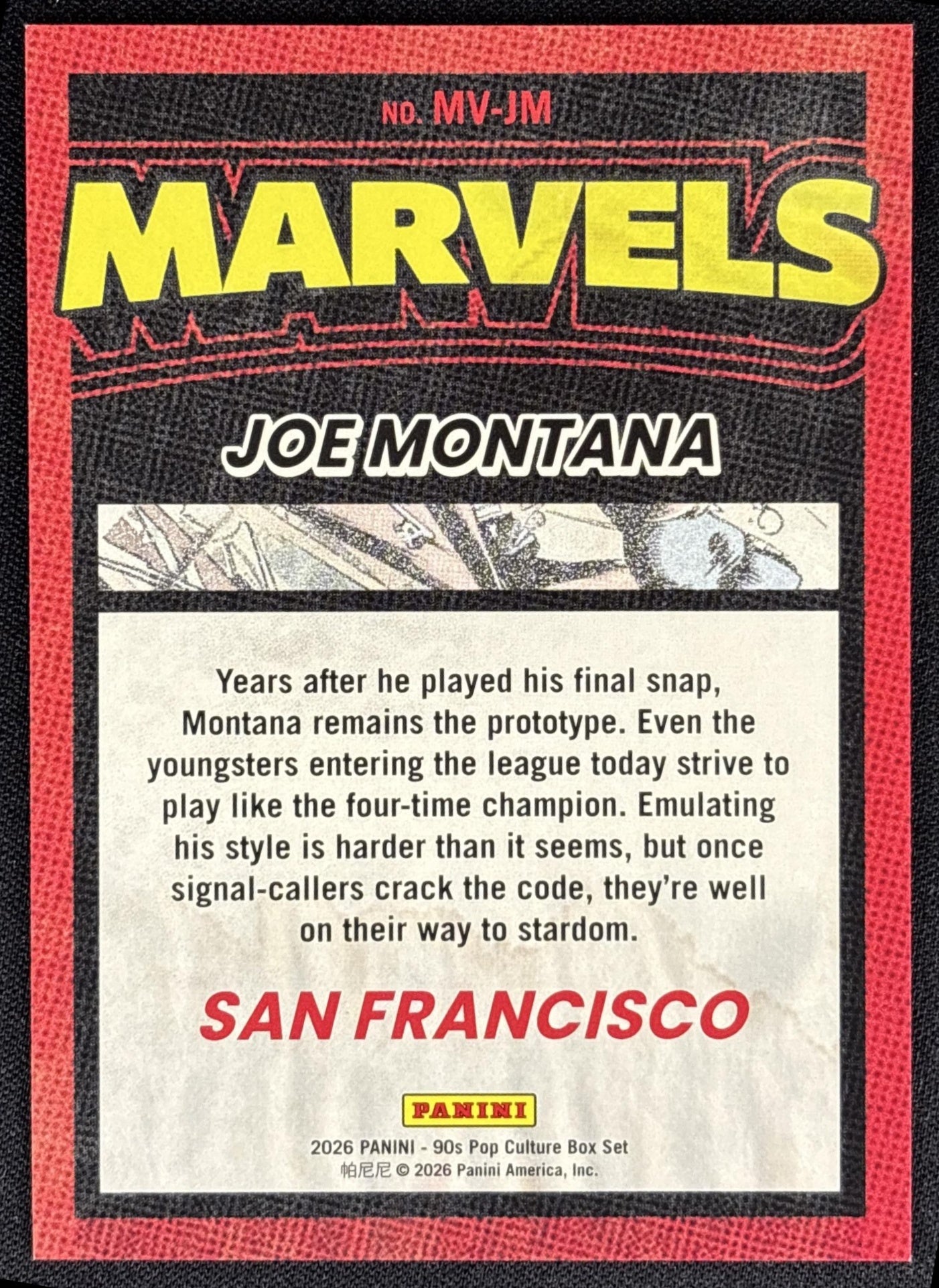 Joe Montana 2026 Panini 90s Pop Culture Lime Green /199 - back