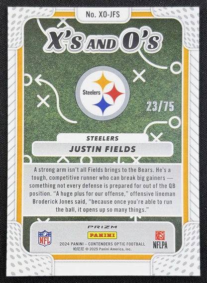 Justin Fields 2024 Panini Contenders Optic X's and O's Pink Prizm /75 Steelers
