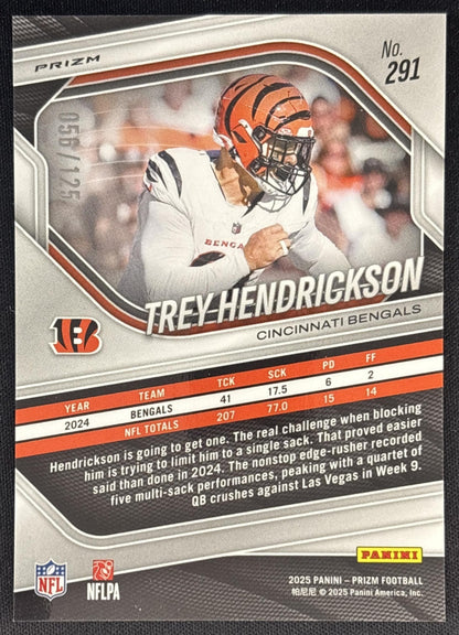 Trey Hendrickson 2025 Panini Prizm No Huddle Blue /125 Bengals back