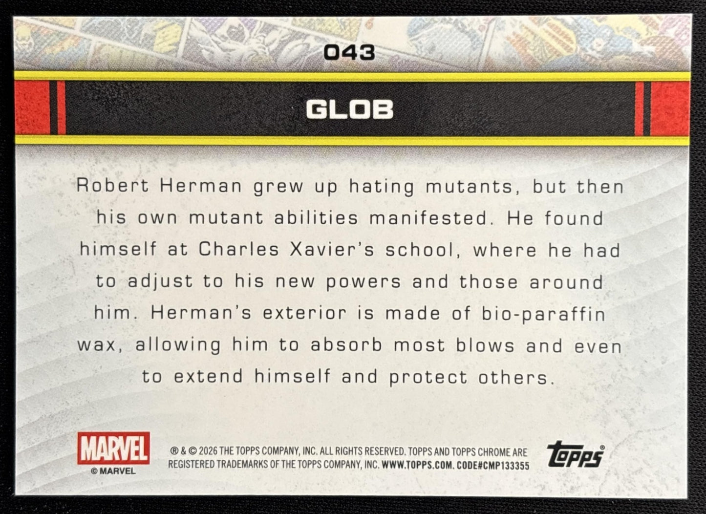 Glob 2026 Topps Chrome Marvel Comics back