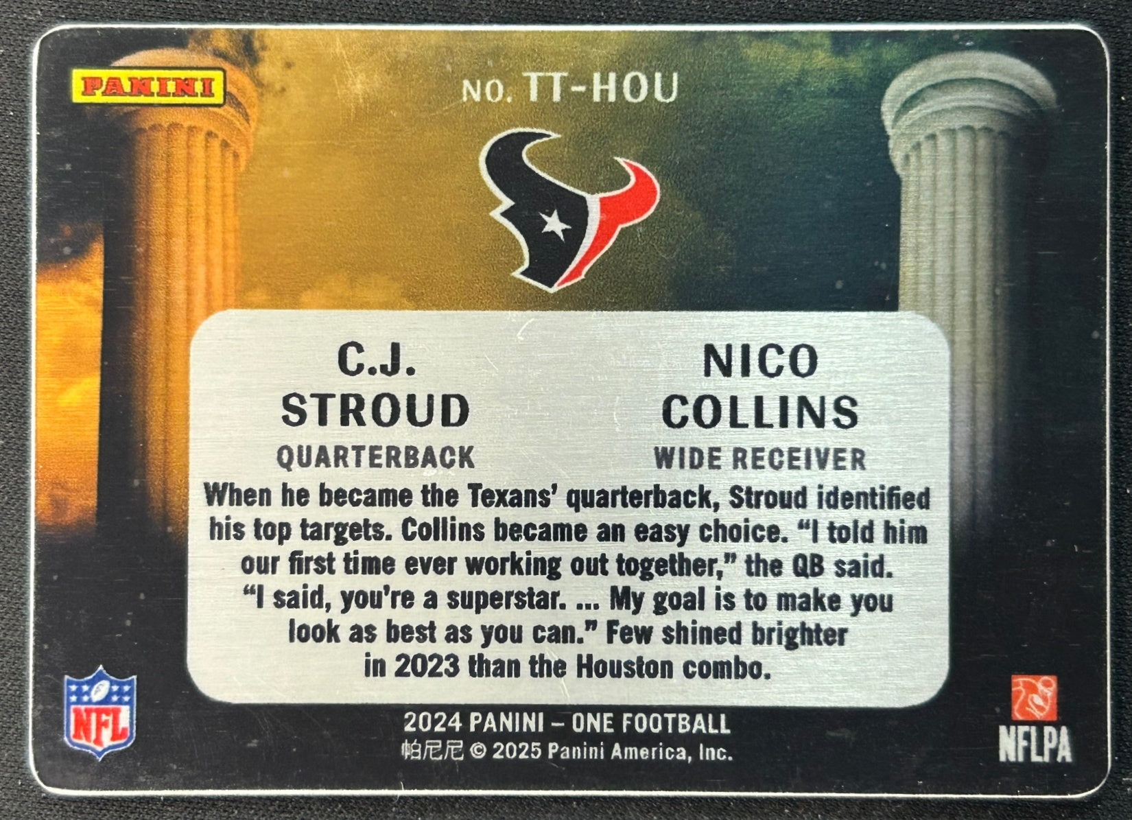 Nico Collins C.J. Stroud 2024 One Team Titans Texans Sports Trading Cards