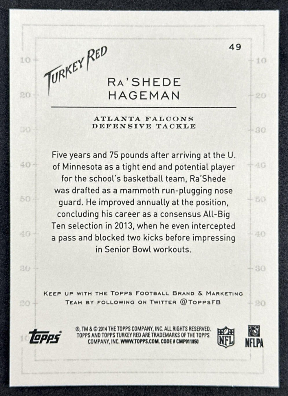 Ra'Shede Hageman Rookie 2014 Topps Turkey Red Falcons