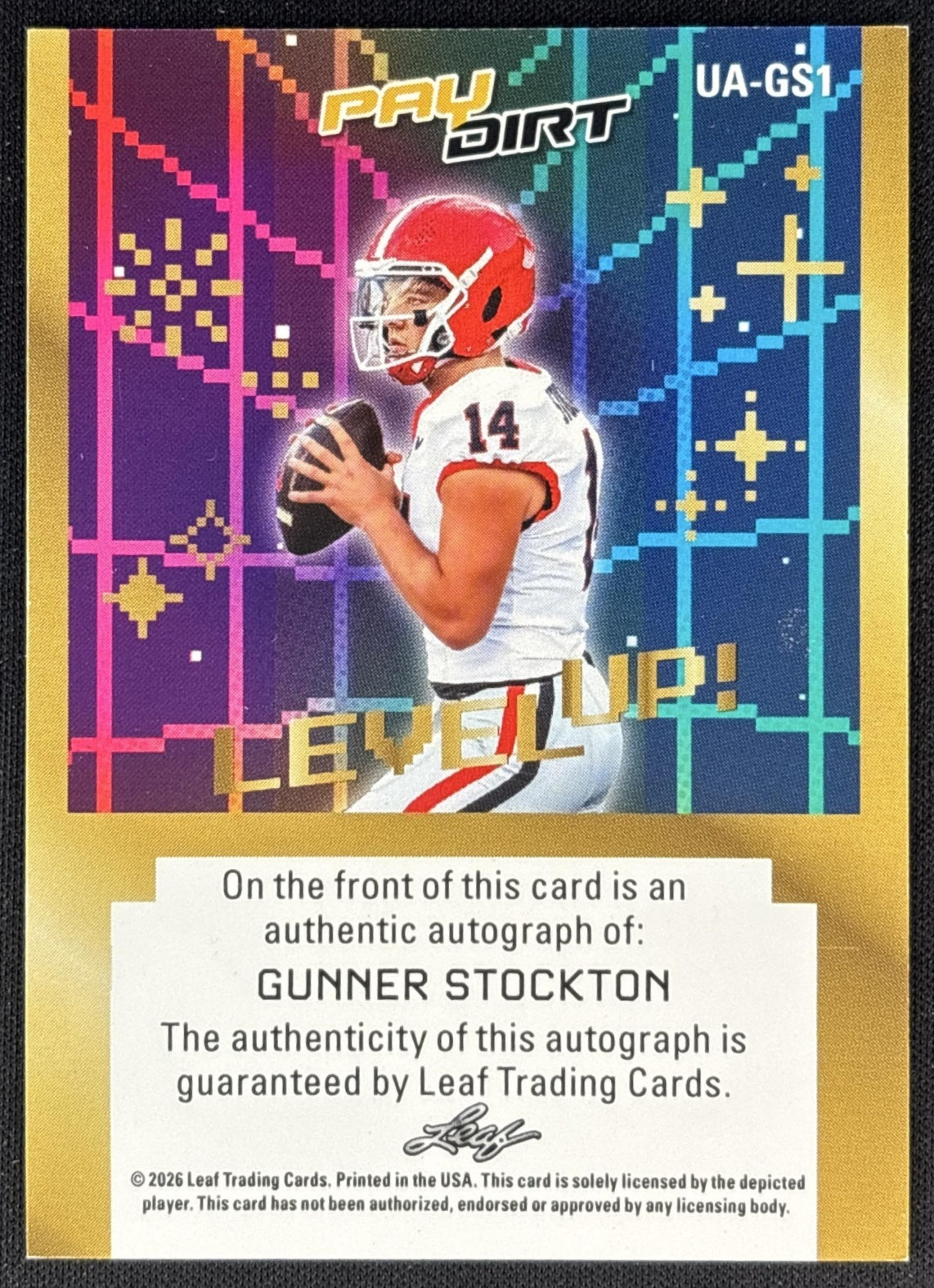 Gunner Stockton 2026 Leaf Paydirt Level Up! Auto Silver 1/1 back