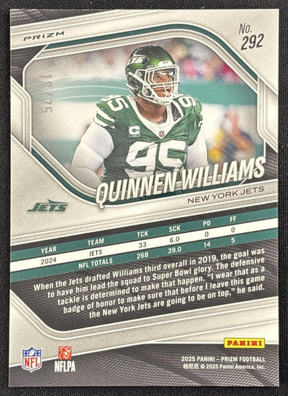 Quinnen Williams 2025 Panini Prizm Green Scope /75 Jets