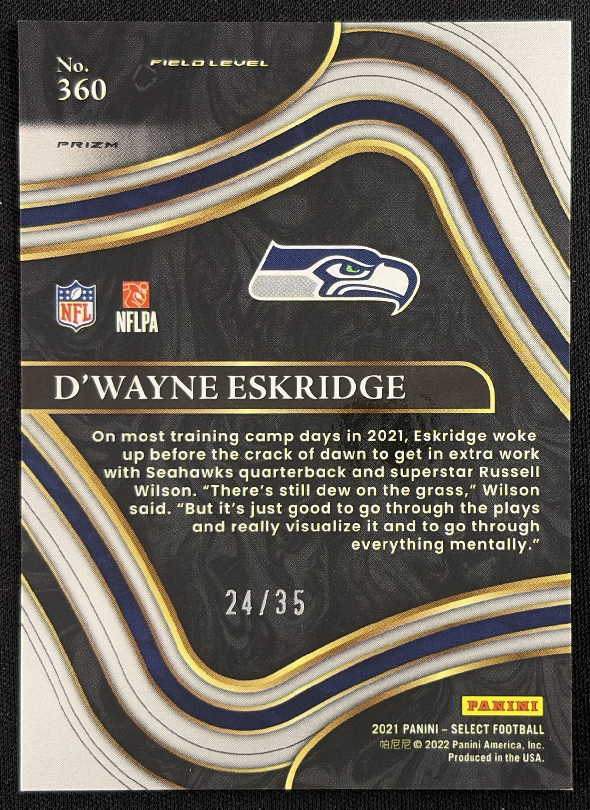 D'Wayne Eskridge 2021 Panini Select White Prizm /35 Seahawks