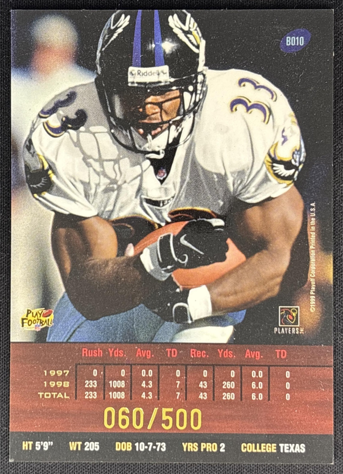 Priest Holmes 1999 Playoff Prestige SSD Spectrum Red /500 Ravens back