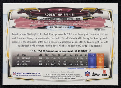 Robert Griffin III 2014 Topps Chrome Orange Refractor Redskins