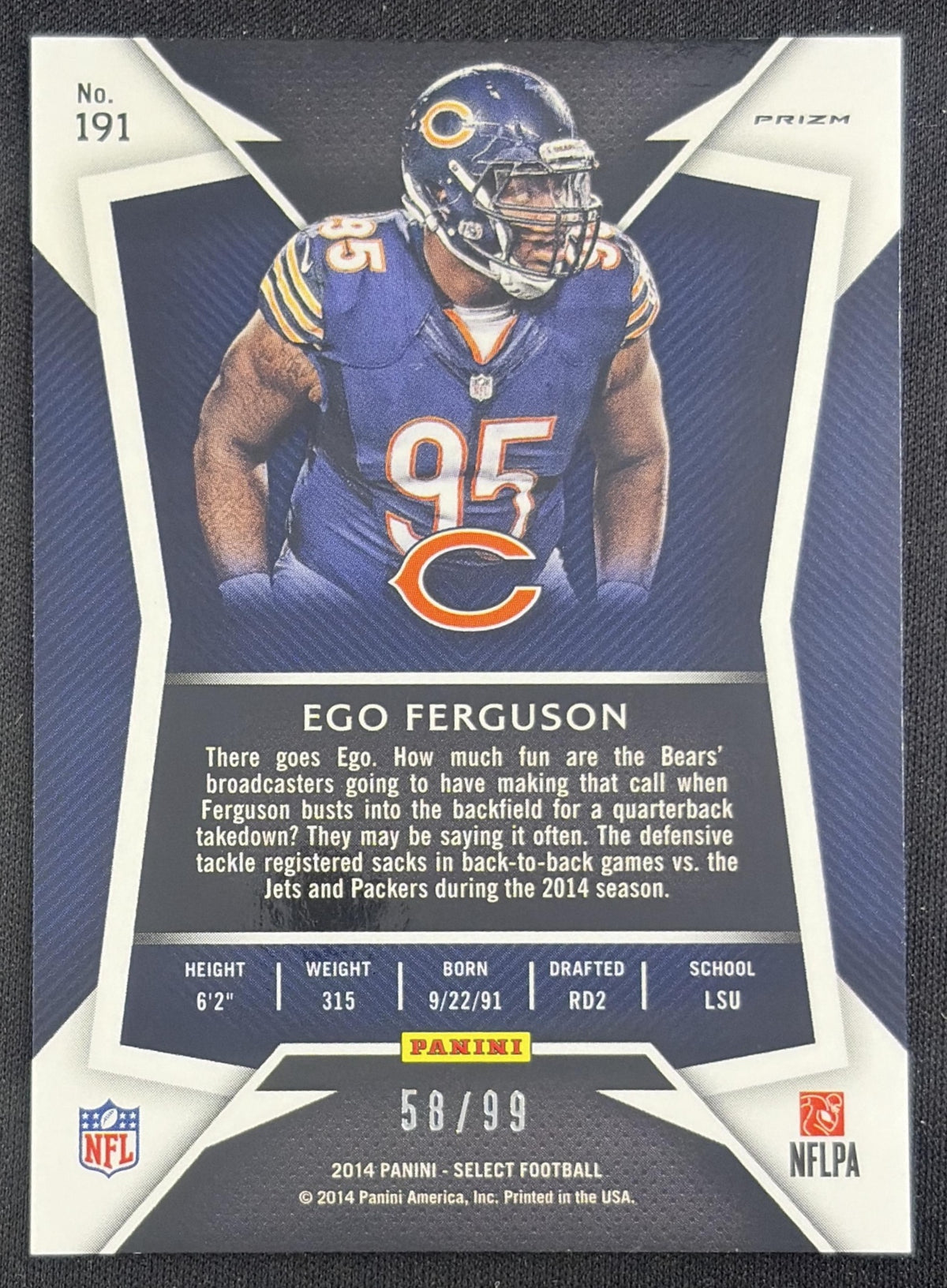 Ego Ferguson 2014 Panini Select Prizm Red /99 Bears Sports Trading Card
