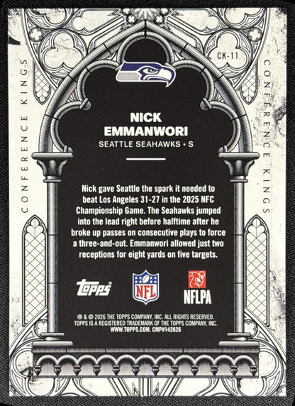 Nick Emmanwori 2026 Topps Conference Kings Seahawks - back