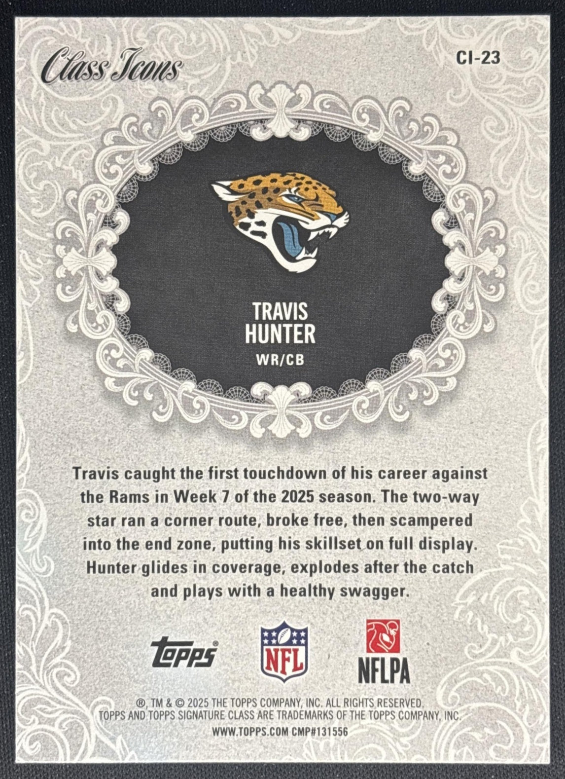 Travis Hunter 2025 Topps Signature Class Icons Jaguars back