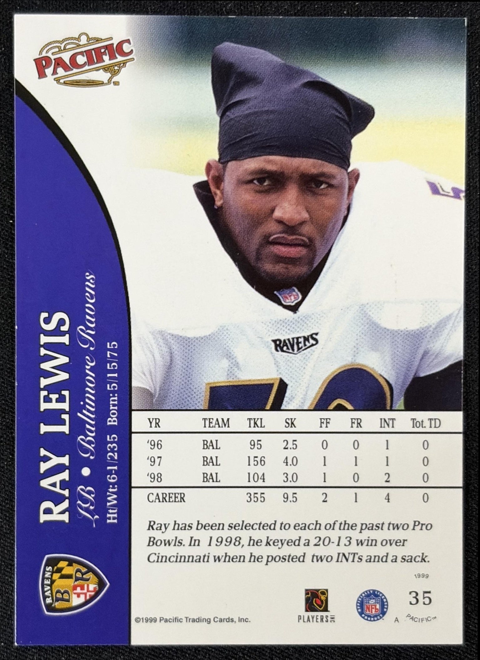 Ray Lewis 1999 Pacific Ravens