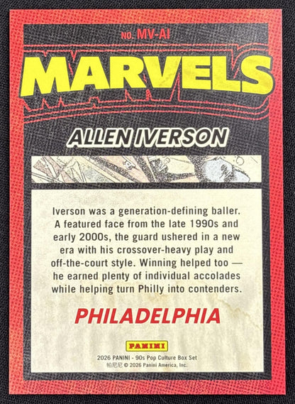 Allen Iverson 2026 Panini 90s Pop Culture Marvels Orange /199 - back