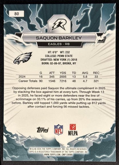 Saquon Barkley 2025 Topps Resurgence Eagles Philadelphia Eagles back