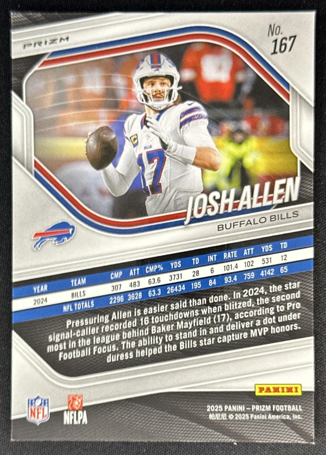 Josh Allen 2025 Panini Prizm Red White & Blue Bills Sports Trading Cards
