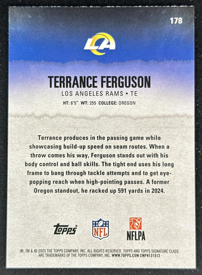 Terrance Ferguson 2025 Topps Signature Class Rookie Red & Black Foil Rams back