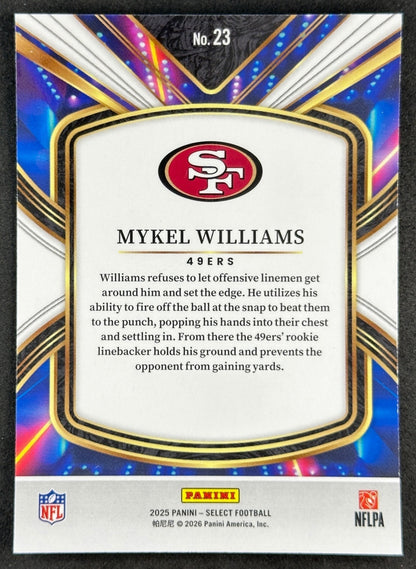 Mykel Williams 2025 Select Future 49ers Sports Trading Cards