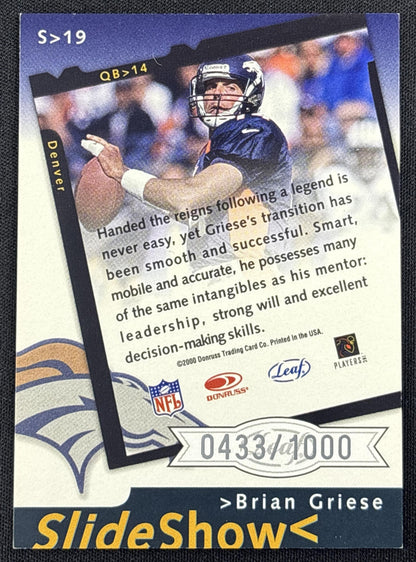 Brian Griese 2000 Leaf Rookies & Stars SlideShow /1000 Broncos